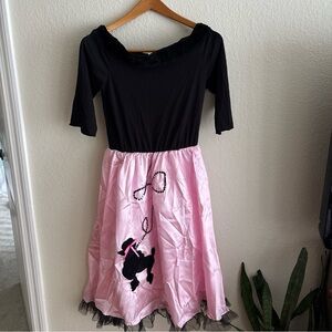 Black and Pink Poodle Skirt Dress 1950s Women’s Halloween Costume Sock Hop